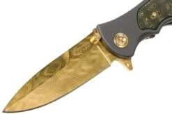 Böker Leopard-Damascus III Gold 110227DAM Limited Edition Pocket Knife -Outdoor Knives BO110227DAM 03 boker