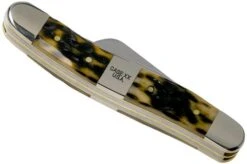 Case Medium Stockman, Tang Stamp Series, Peach Seed Jig, Olive Green Bone 21512, 6318 SS Pocket Knife -Outdoor Knives CE21512 04 case