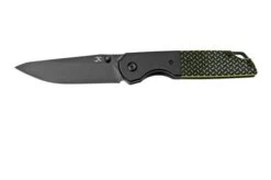 Kansept Warrior T1005S2 Black Drop Point, Black & Green G10 Pocket Knife, Kim Ning Design