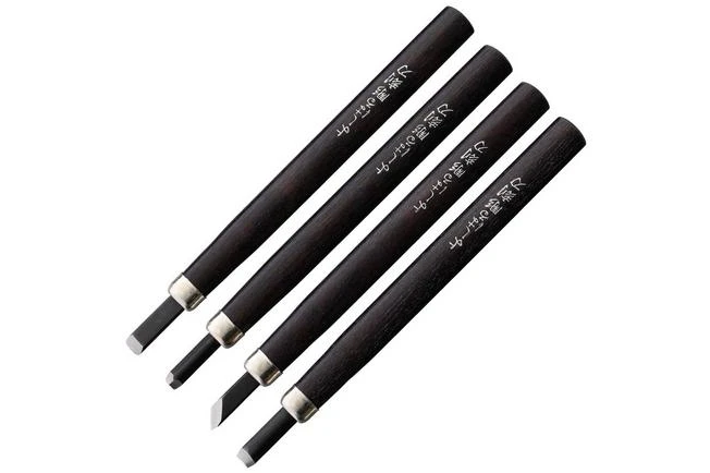 Yoshiharu H-4 Japanese Wood Carving Knives, Set Of 4 3 Yoshiharu H-4 Japanese Wood Carving Knives, Set Of 4