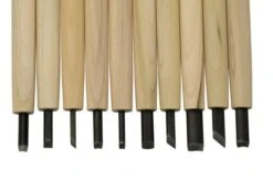 Yoshiharu W-10 Mitomoto Japanese Wood Carving Knives, Set Of 10 In Cloth Pouch -Outdoor Knives YSH 016 03 yoshiharu